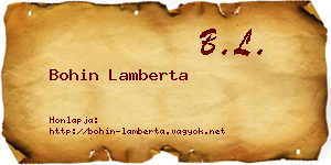 Bohin Lamberta névjegykártya